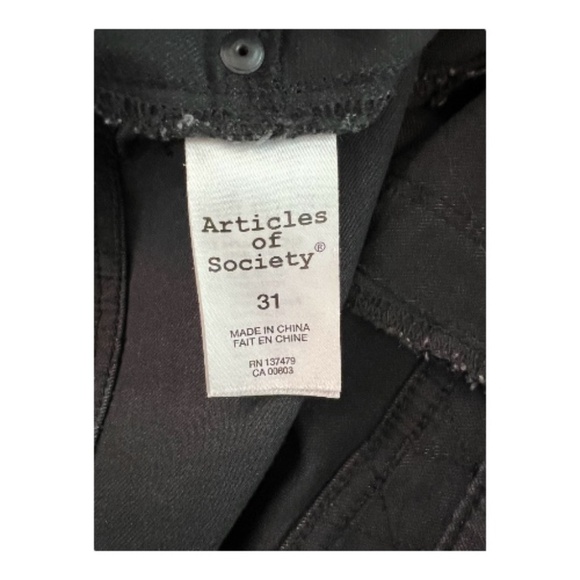 π EUC ARTICLES OF SOCIETY SoHo Glamour Mason black wax coated skinny jeans 31 - Picture 9 of 9